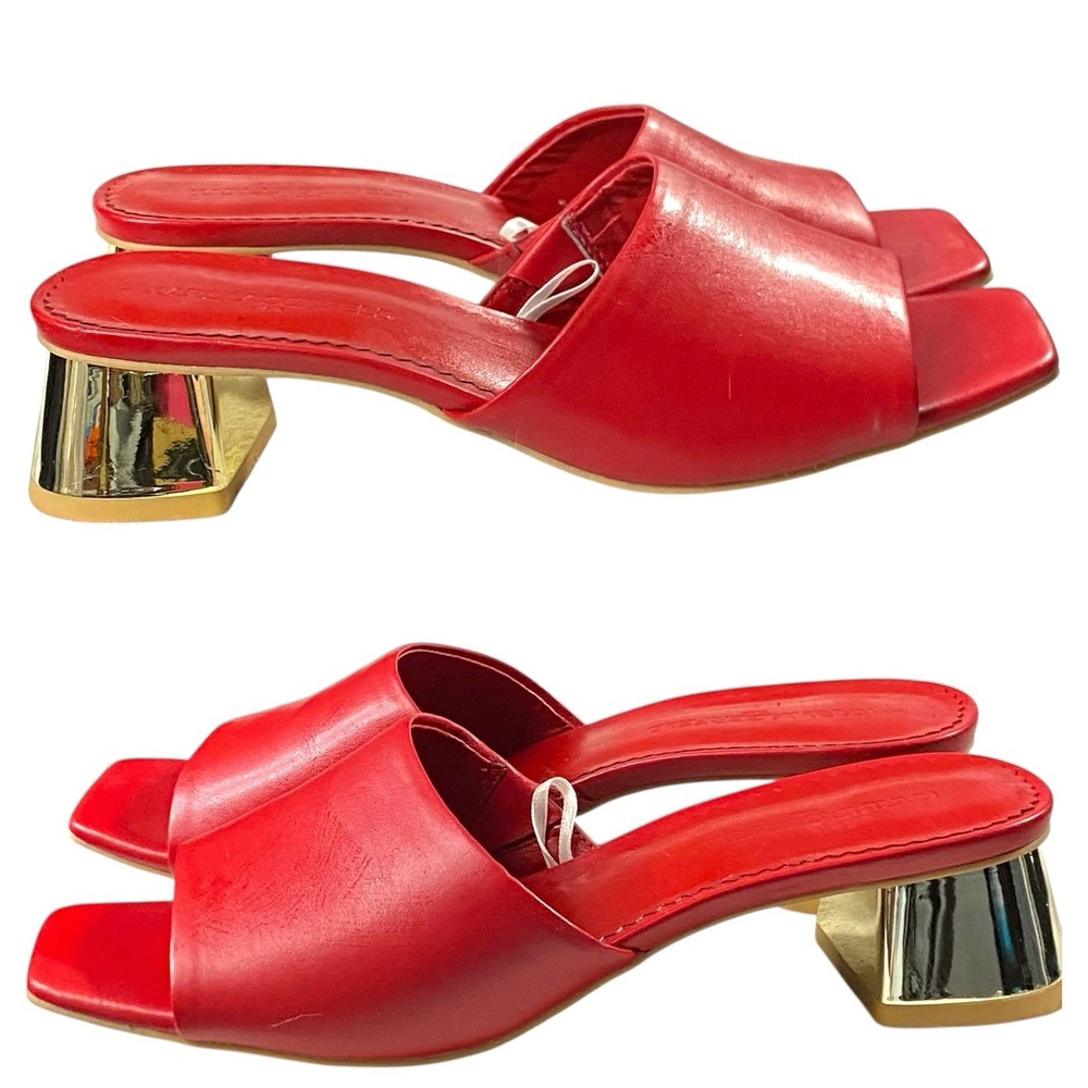 Karl Lagerfeld Red Mules with Gold Heel